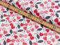 Preview: Baumwoll Druck Patchwork Herzkirschen auf Ecruweiß